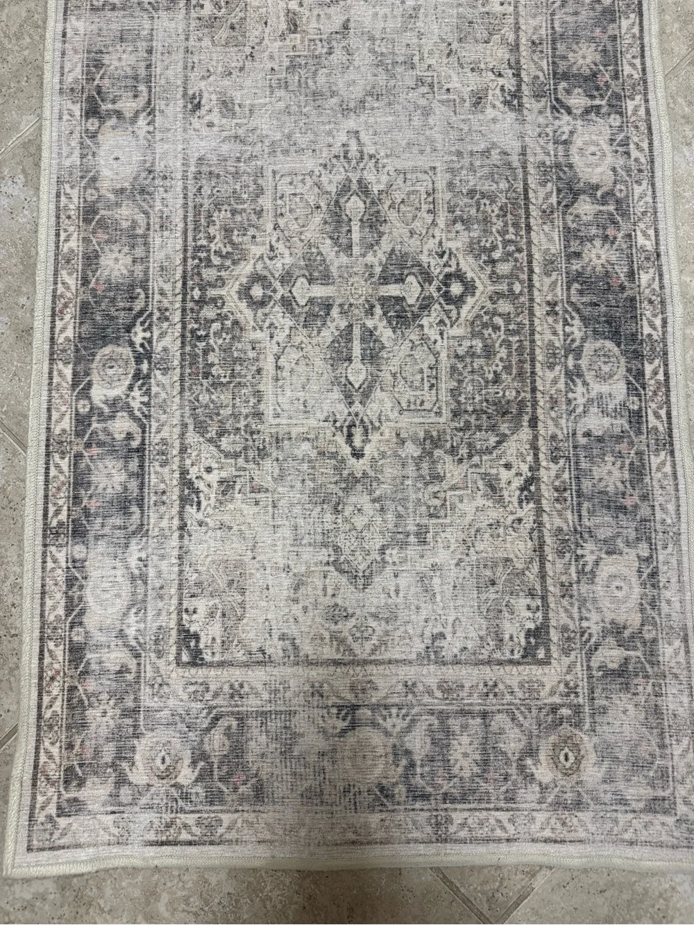 Neutral Gray and Cream Runner Rug - Home Accents